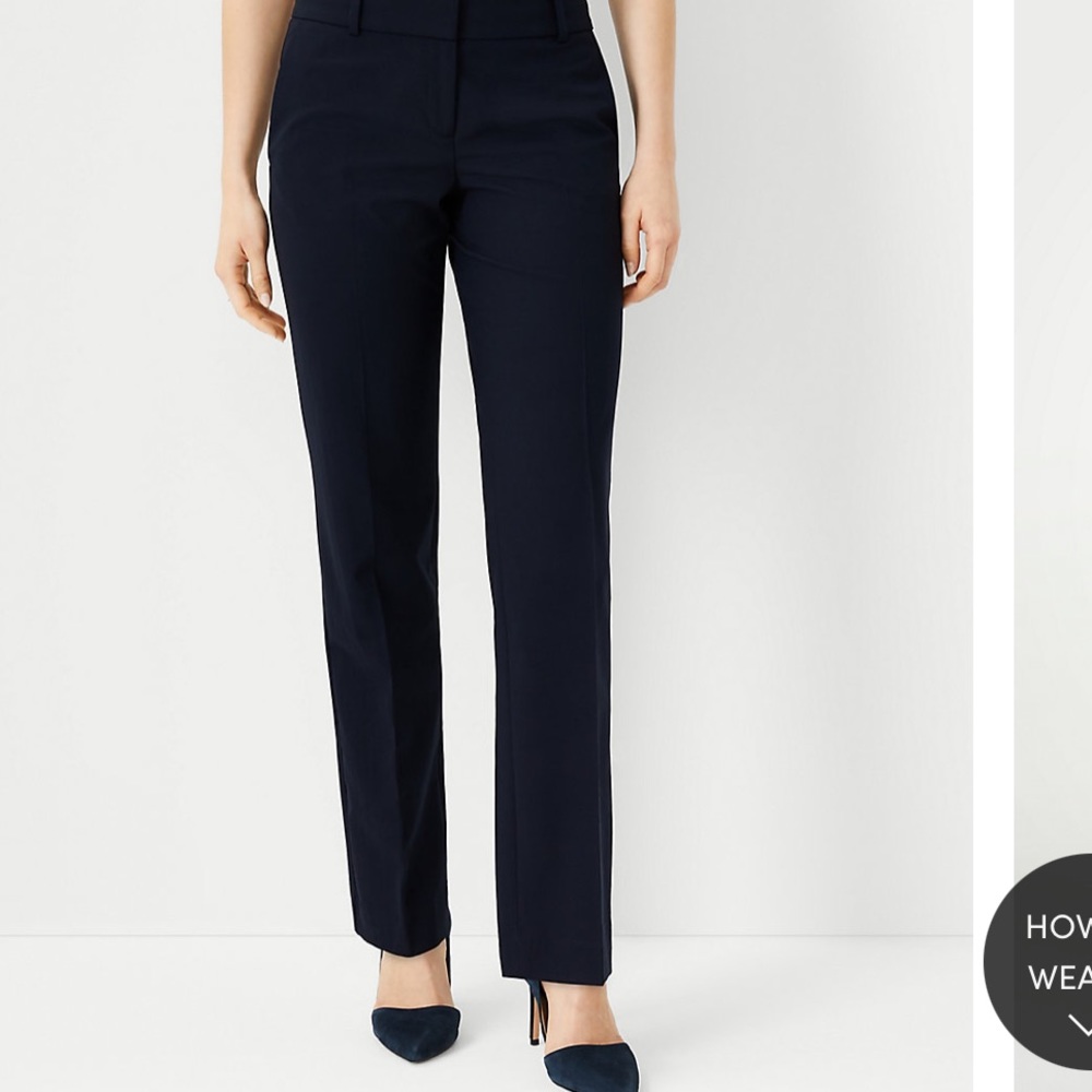 Ann Taylor Straight Pant in Seasonless Stretch (navy)